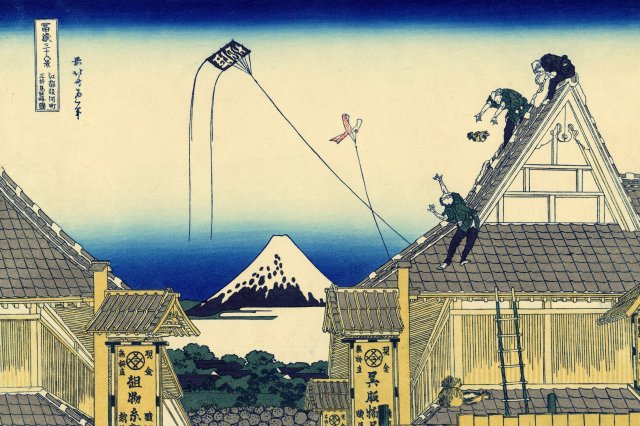 葛飾北斎作「富嶽三十六景 江都駿河町三井見世略図」