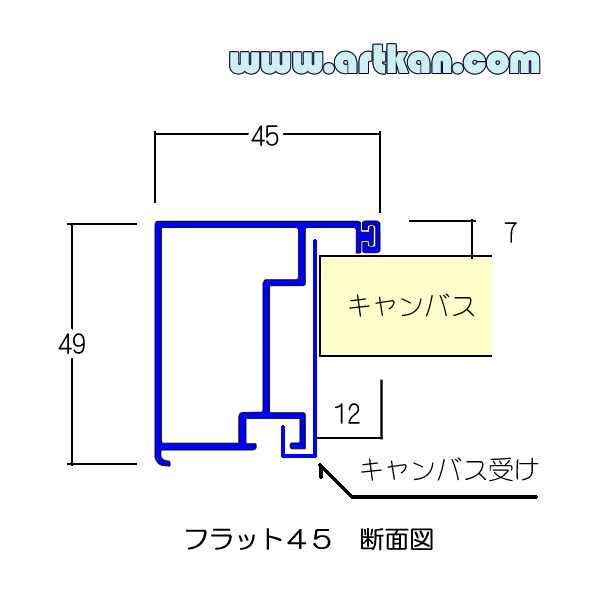 artkan] アルミ製 仮縁・仮額縁・組立額縁 フラット４５ Ｆサイズ